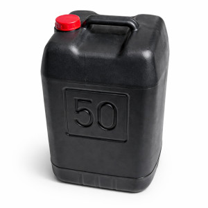 50 Liter Black Plastic Jerry Can with Red Screw On Cap